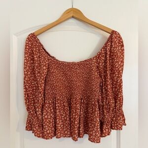 Floral American Eagle Ruffled Blouse